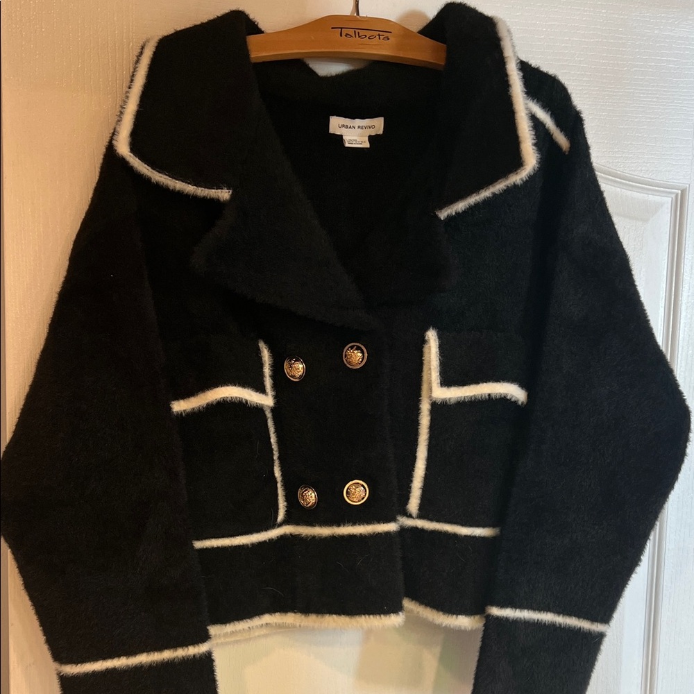Urban Revivo Navy Jacket with Gold Accents